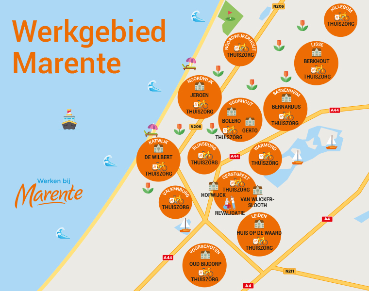 Werkgebied verpleeghuiszorg en thuiszorg Marente